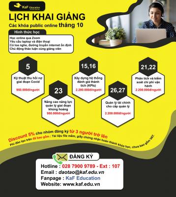 LỊCH KHAI GIẢNG CÁC LỚP PUBLIC ONLINE THÁNG 10